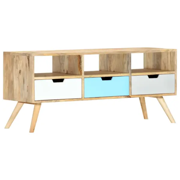 Mangopuidust telerialus 3 sahtli ja 3 avatud sektsiooniga, pruun-mitmevärviline, 110 x 35 x 48 cm – 7