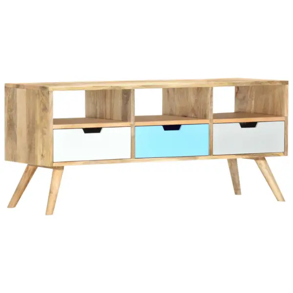 Mangopuidust telerialus 3 sahtli ja 3 avatud sektsiooniga, pruun-mitmevärviline, 110 x 35 x 48 cm – 8