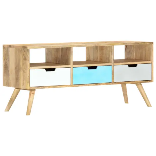 Mangopuidust telerialus 3 sahtli ja 3 avatud sektsiooniga, pruun-mitmevärviline, 110 x 35 x 48 cm – 10