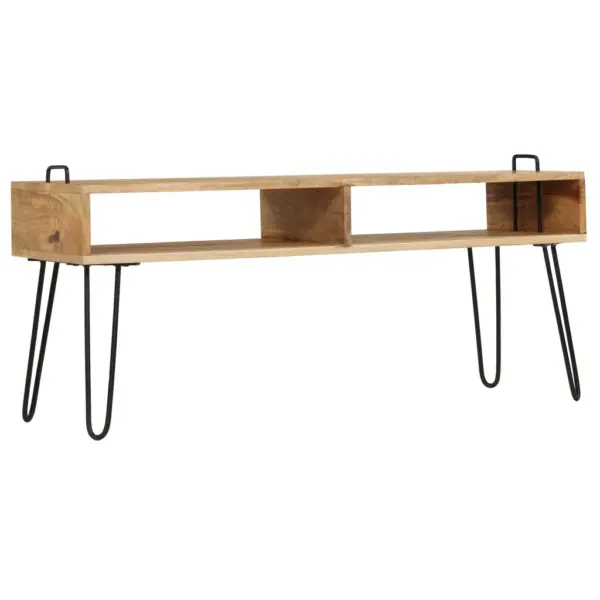 Mangopuidust telerialus hoiuruumiga, musta terasraamiga, 110 x 35 x 45 cm – 2