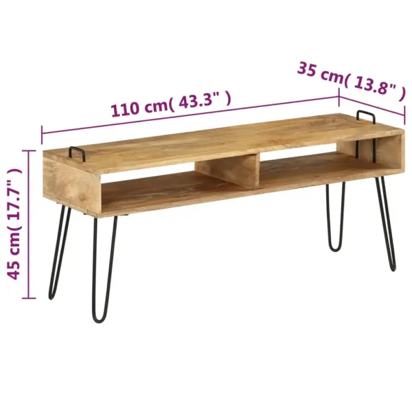 Mangopuidust telerialus hoiuruumiga, musta terasraamiga, 110 x 35 x 45 cm – 8