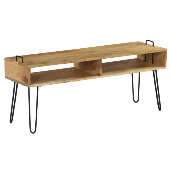 Mangopuidust telerialus hoiuruumiga, musta terasraamiga, 110 x 35 x 45 cm – 9