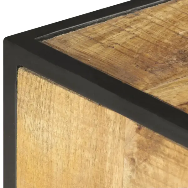 Tööstusliku stiiliga mangopuidust telerialus ratastega, 2 riiuli ja 2 sahtliga, 130 x 30 x 39 cm – 6