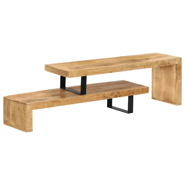 Mangopuidust telerialus reguleeritava ülemise osaga, sepistatud rauast jalgadel, pruun, 118 x 30 x 40 cm – 2