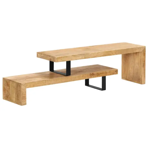 Mangopuidust telerialus reguleeritava ülemise osaga, sepistatud rauast jalgadel, pruun, 118 x 30 x 40 cm – 11