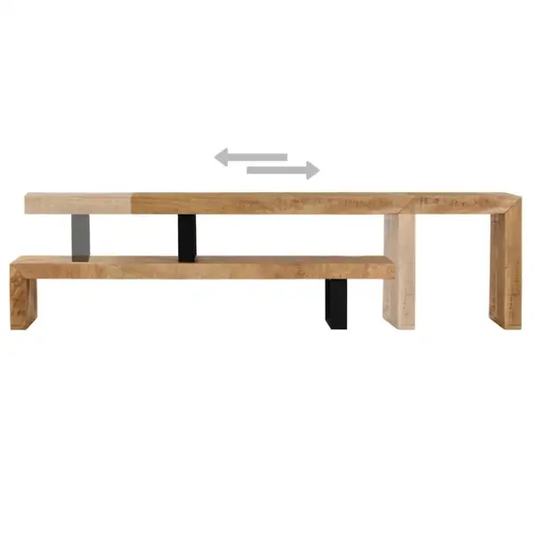 Mangopuidust telerialus reguleeritava ülemise osaga, sepistatud rauast jalgadel, pruun, 118 x 30 x 40 cm – 13