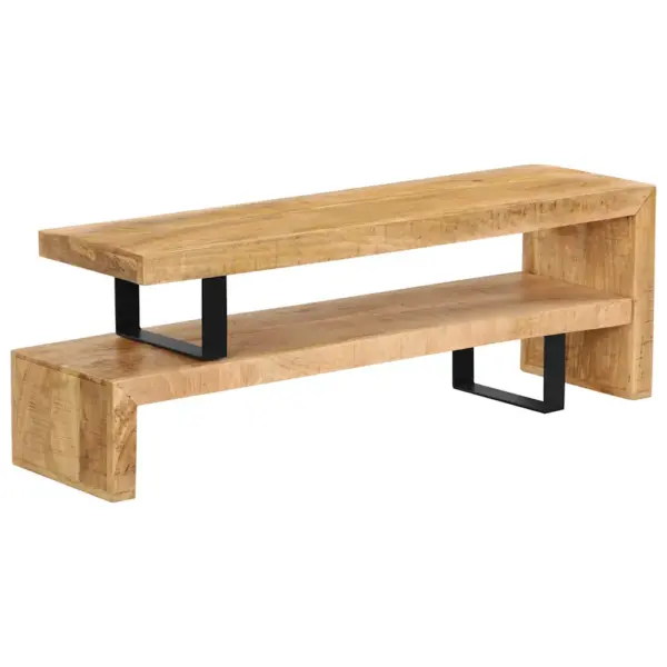 Mangopuidust telerialus reguleeritava ülemise osaga, sepistatud rauast jalgadel, pruun, 118 x 30 x 40 cm – 5