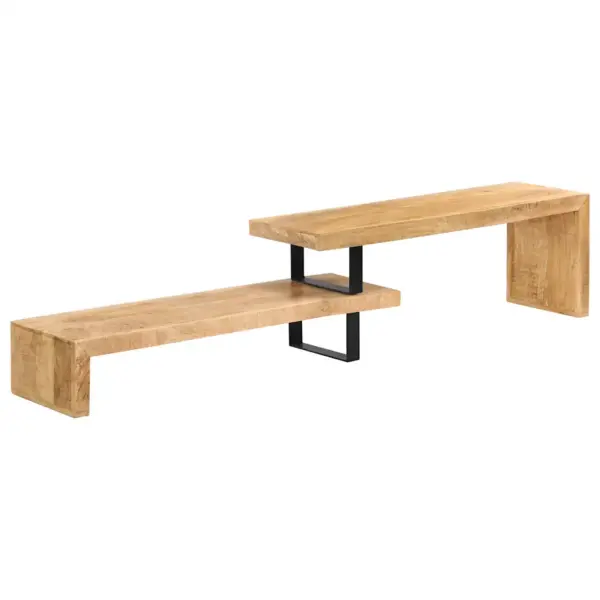 Mangopuidust telerialus reguleeritava ülemise osaga, sepistatud rauast jalgadel, pruun, 118 x 30 x 40 cm – 6