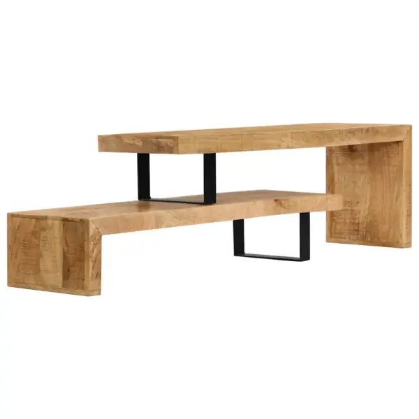Mangopuidust telerialus reguleeritava ülemise osaga, sepistatud rauast jalgadel, pruun, 118 x 30 x 40 cm – 7