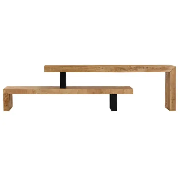 Mangopuidust telerialus reguleeritava ülemise osaga, sepistatud rauast jalgadel, pruun, 118 x 30 x 40 cm – 8