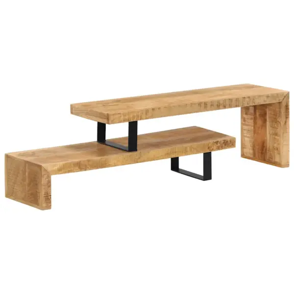 Mangopuidust telerialus reguleeritava ülemise osaga, sepistatud rauast jalgadel, pruun, 118 x 30 x 40 cm – 9