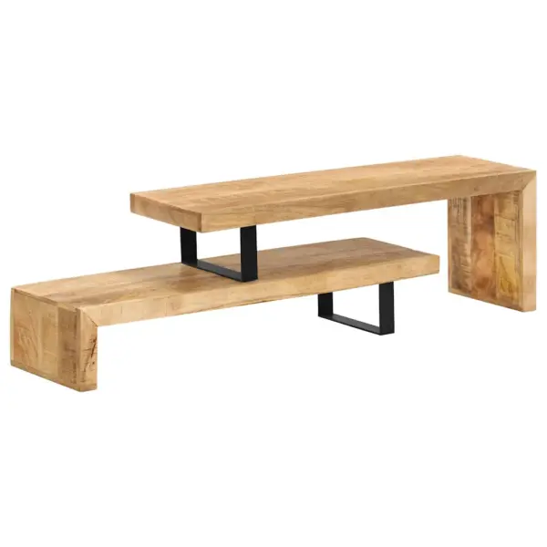 Mangopuidust telerialus reguleeritava ülemise osaga, sepistatud rauast jalgadel, pruun, 118 x 30 x 40 cm – 10