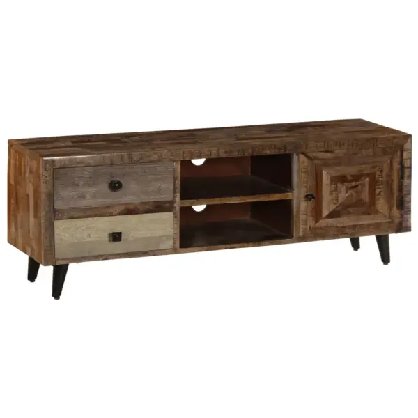 Maalähedane mangopuidust telerikapp 2 sahtli ja kapiga, 118 x 30 x 40 cm – 3