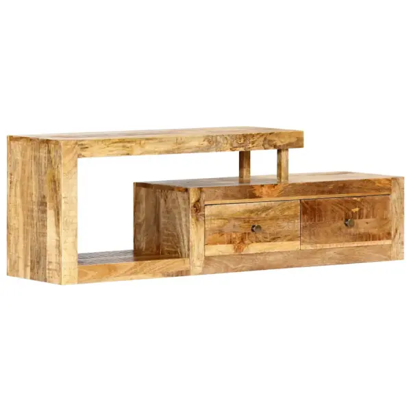 Mangopuidust telerikapp 2 sahtli ja avatud riiuliga, 120 x 30 x 40 cm – 11