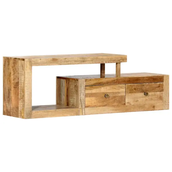 Mangopuidust telerikapp 2 sahtli ja avatud riiuliga, 120 x 30 x 40 cm – 12