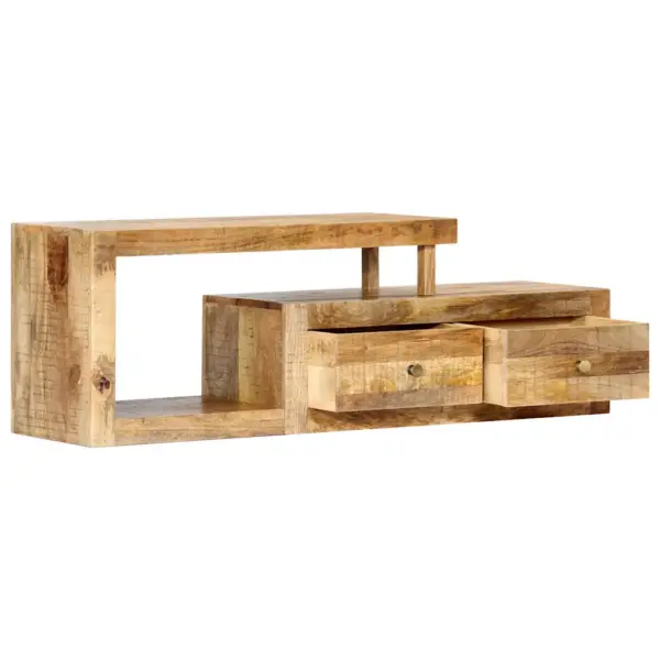 Mangopuidust telerikapp 2 sahtli ja avatud riiuliga, 120 x 30 x 40 cm – 4