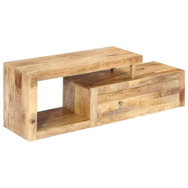 Mangopuidust telerikapp 2 sahtli ja avatud riiuliga, 120 x 30 x 40 cm – 6