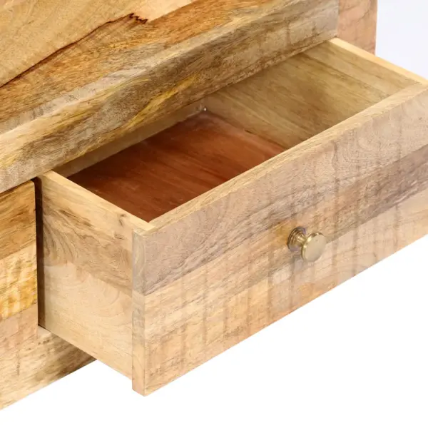 Mangopuidust telerikapp 2 sahtli ja avatud riiuliga, 120 x 30 x 40 cm – 9