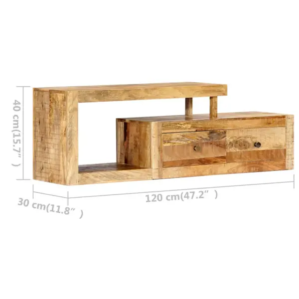 Mangopuidust telerikapp 2 sahtli ja avatud riiuliga, 120 x 30 x 40 cm – 10