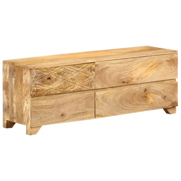 Telerikapp nikerdatud esipaneeliga mangopuidust, 4 sahtliga, 110 x 30 x 40 cm – 2