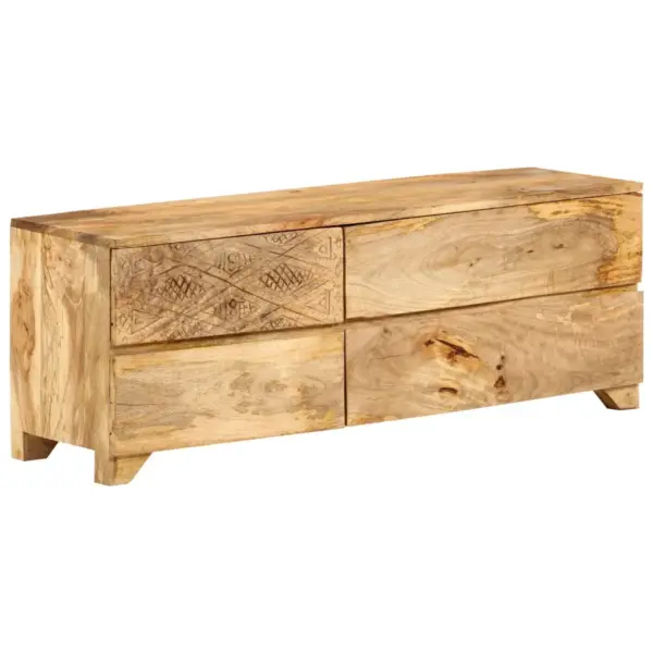 Telerikapp nikerdatud esipaneeliga mangopuidust, 4 sahtliga, 110 x 30 x 40 cm – 11