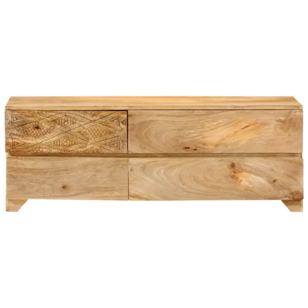 Telerikapp nikerdatud esipaneeliga mangopuidust, 4 sahtliga, 110 x 30 x 40 cm – 3