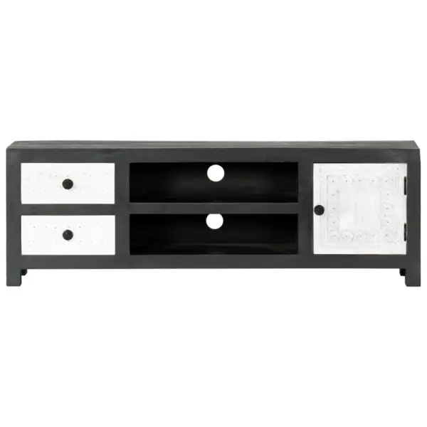 Mangopuidust telerikapp 1 ukse ja 2 sahtliga, hall/valge, 120 x 30 x 40 cm – 3