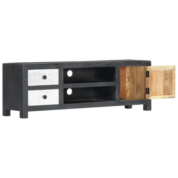 Mangopuidust telerikapp 1 ukse ja 2 sahtliga, hall/valge, 120 x 30 x 40 cm – 4