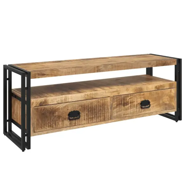 Mangopuidust telerikapp metallraamiga, 2 sahtlit, 120 x 35 x 45 cm – 2