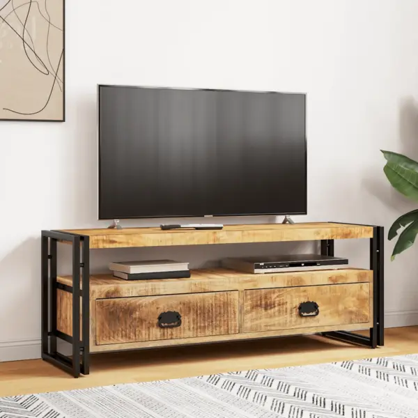 Mangopuidust telerikapp metallraamiga, 2 sahtlit, 120 x 35 x 45 cm – 3