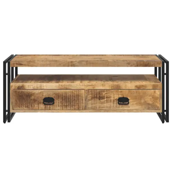 Mangopuidust telerikapp metallraamiga, 2 sahtlit, 120 x 35 x 45 cm – 5