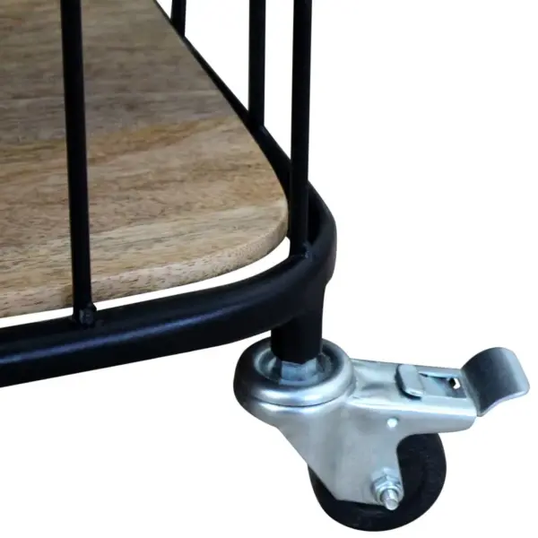 Industriaalstiilis mangopuidust telerikapp ratastega, 100 x 40 x 45 cm – 9