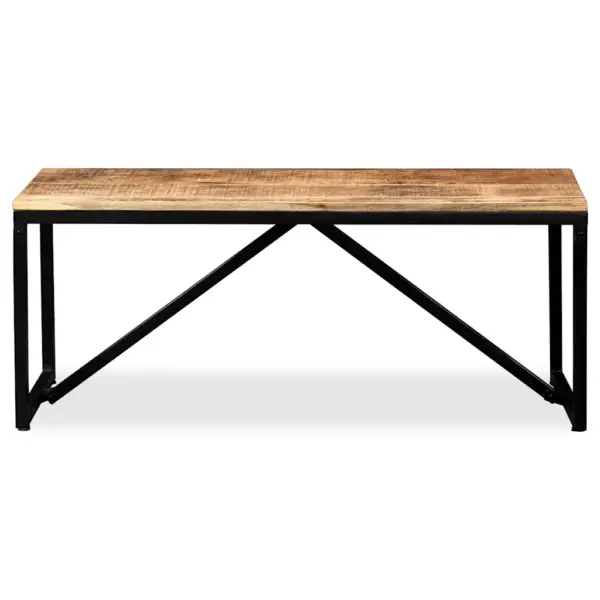 Tööstuslik mangopuidust esikupink terasjalgadel, 110 x 35 x 45 cm – 2