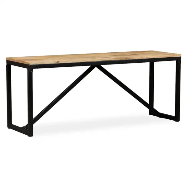Tööstuslik mangopuidust esikupink terasjalgadel, 110 x 35 x 45 cm – 11