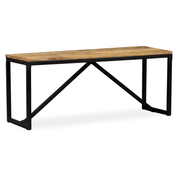 Tööstuslik mangopuidust esikupink terasjalgadel, 110 x 35 x 45 cm – 12