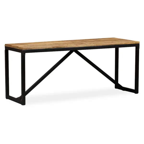 Tööstuslik mangopuidust esikupink terasjalgadel, 110 x 35 x 45 cm – 13