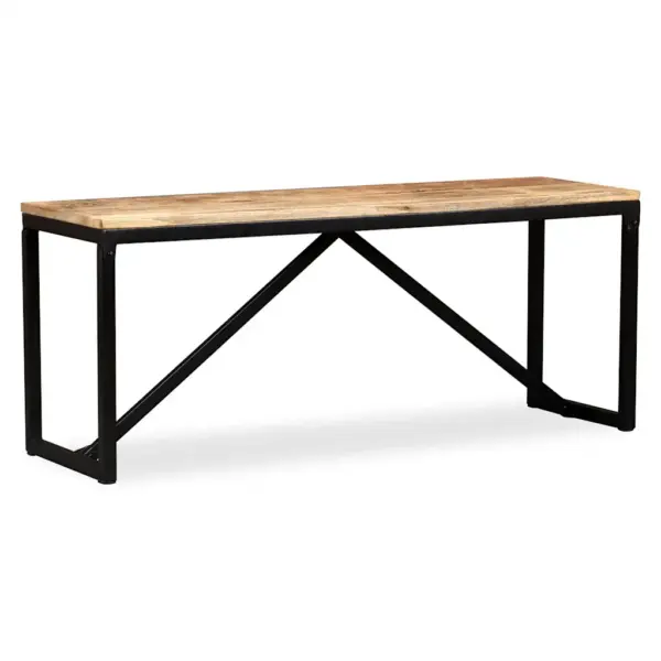 Tööstuslik mangopuidust esikupink terasjalgadel, 110 x 35 x 45 cm – 3