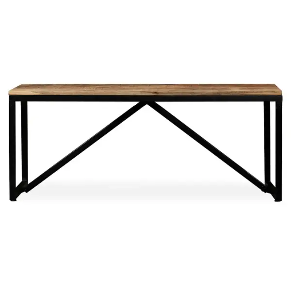 Tööstuslik mangopuidust esikupink terasjalgadel, 110 x 35 x 45 cm – 4