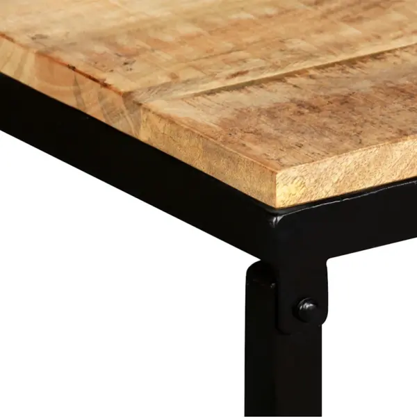 Tööstuslik mangopuidust esikupink terasjalgadel, 110 x 35 x 45 cm – 5