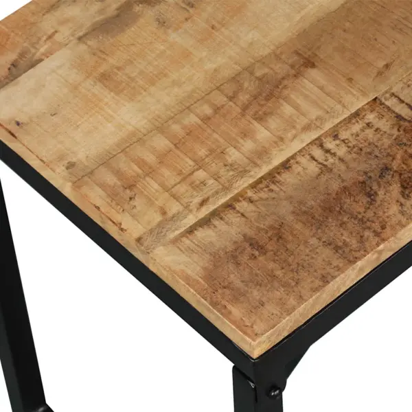 Tööstuslik mangopuidust esikupink terasjalgadel, 110 x 35 x 45 cm – 6