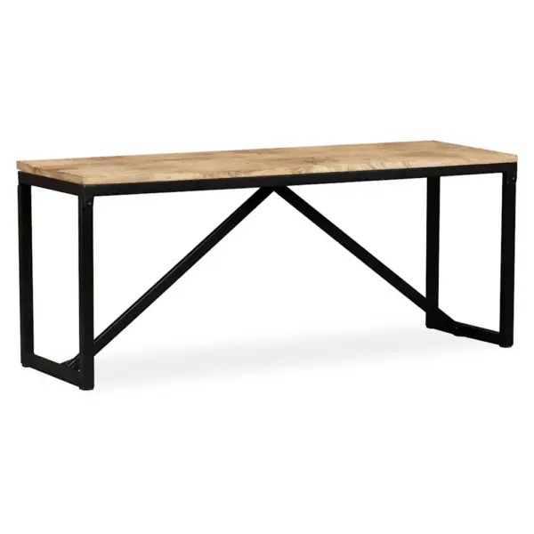 Tööstuslik mangopuidust esikupink terasjalgadel, 110 x 35 x 45 cm – 10