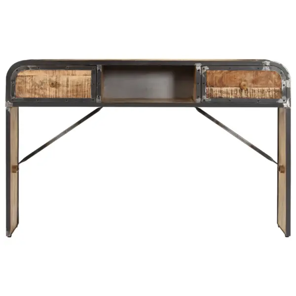 Tööstuslik mangopuidust konsoollaud 2 sahtli ja avatud riiuliga, 120 x 30 x 75 cm - 2