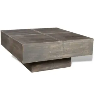 Ruudukujuline mangopuidust kohvilaud, tumepruun, 68 x 68 x 28 cm