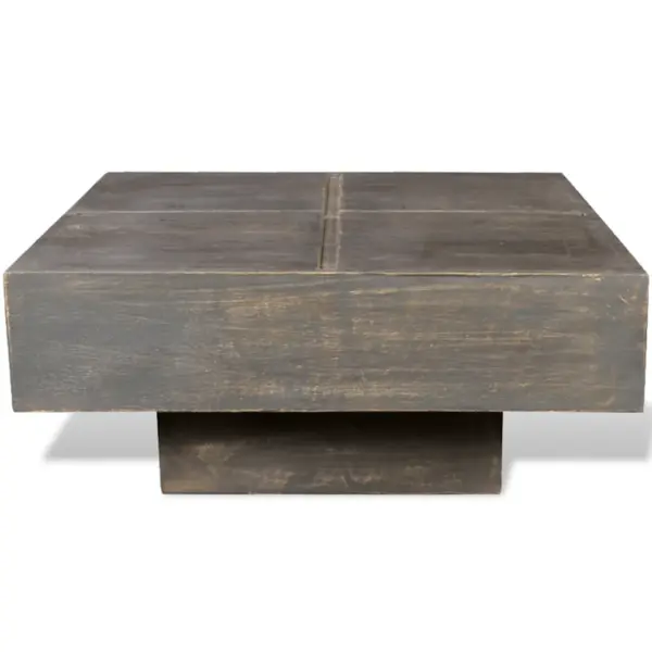 Ruudukujuline mangopuidust kohvilaud, tumepruun, 68 x 68 x 28 cm - 2