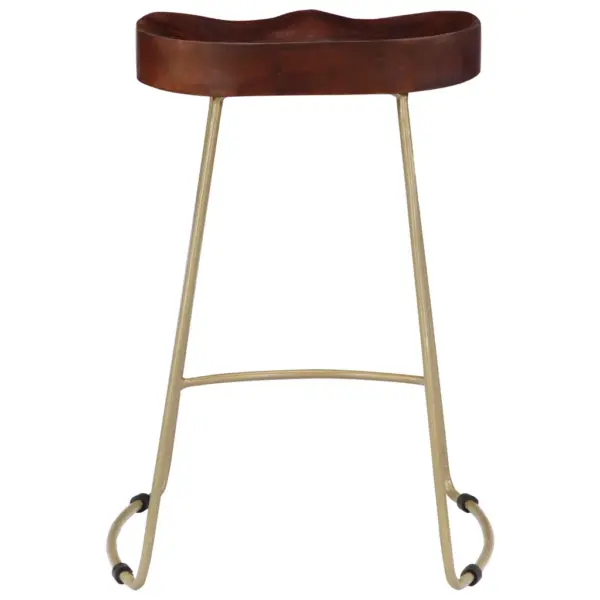 Retrostiilis mangopuust baaripukid, 2 tk, pähkelpruun, messingtoonides raam, 45 x 40 x 62 cm – 4