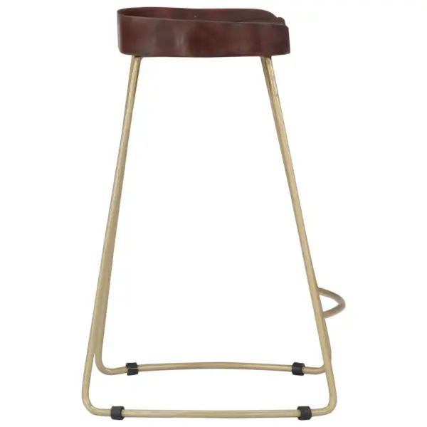 Retrostiilis mangopuust baaripukid, 2 tk, pähkelpruun, messingtoonides raam, 45 x 40 x 62 cm – 5
