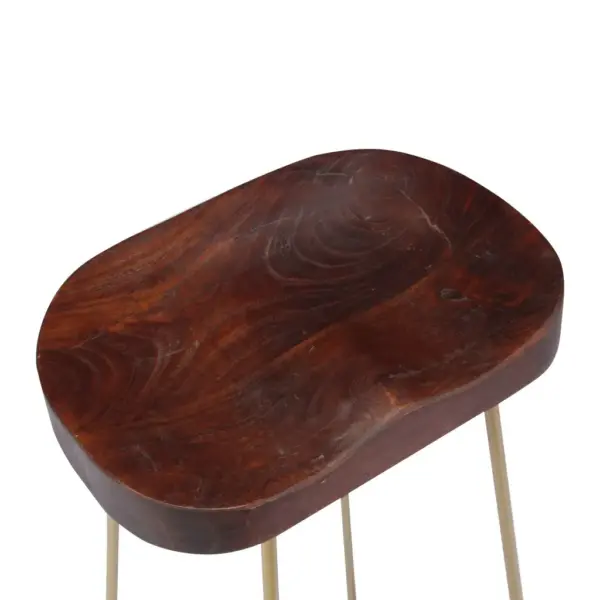 Retrostiilis mangopuust baaripukid, 2 tk, pähkelpruun, messingtoonides raam, 45 x 40 x 62 cm – 6