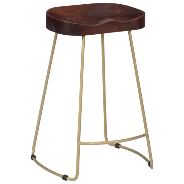Retrostiilis mangopuust baaripukid, 2 tk, pähkelpruun, messingtoonides raam, 45 x 40 x 62 cm – 9