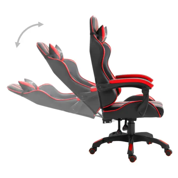 Ergonoomiline mänguritool lamamismehhanismiga, must-punane kunstnahk, 61,5 x 68 x 115–122 cm – 3