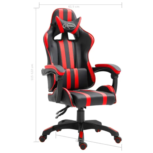 Ergonoomiline mänguritool lamamismehhanismiga, must-punane kunstnahk, 61,5 x 68 x 115–122 cm – 9
